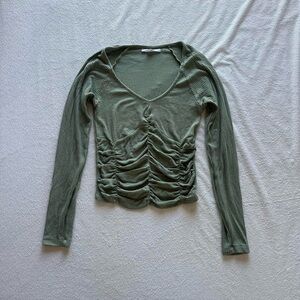 O'Neill Sage Green Ruched Long Sleeve Top